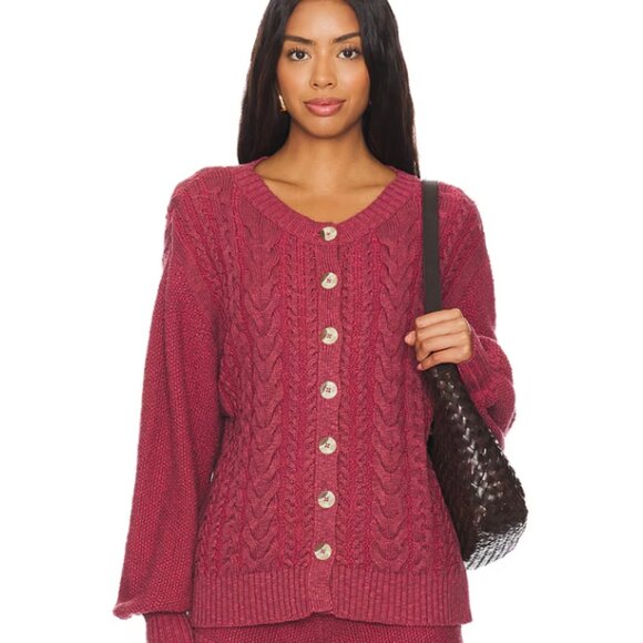 SOLD!! Free people Oversized Cable Knit Cardigan XL - Picture 2 of 7